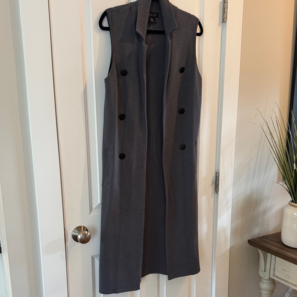 Rachel Zoe Sleeveless Double-Breasted Vest Dress - Charcoal Gray